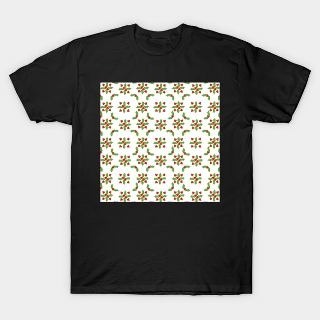 Holly and Berries on White T-Shirt by MarcyBrennanArt